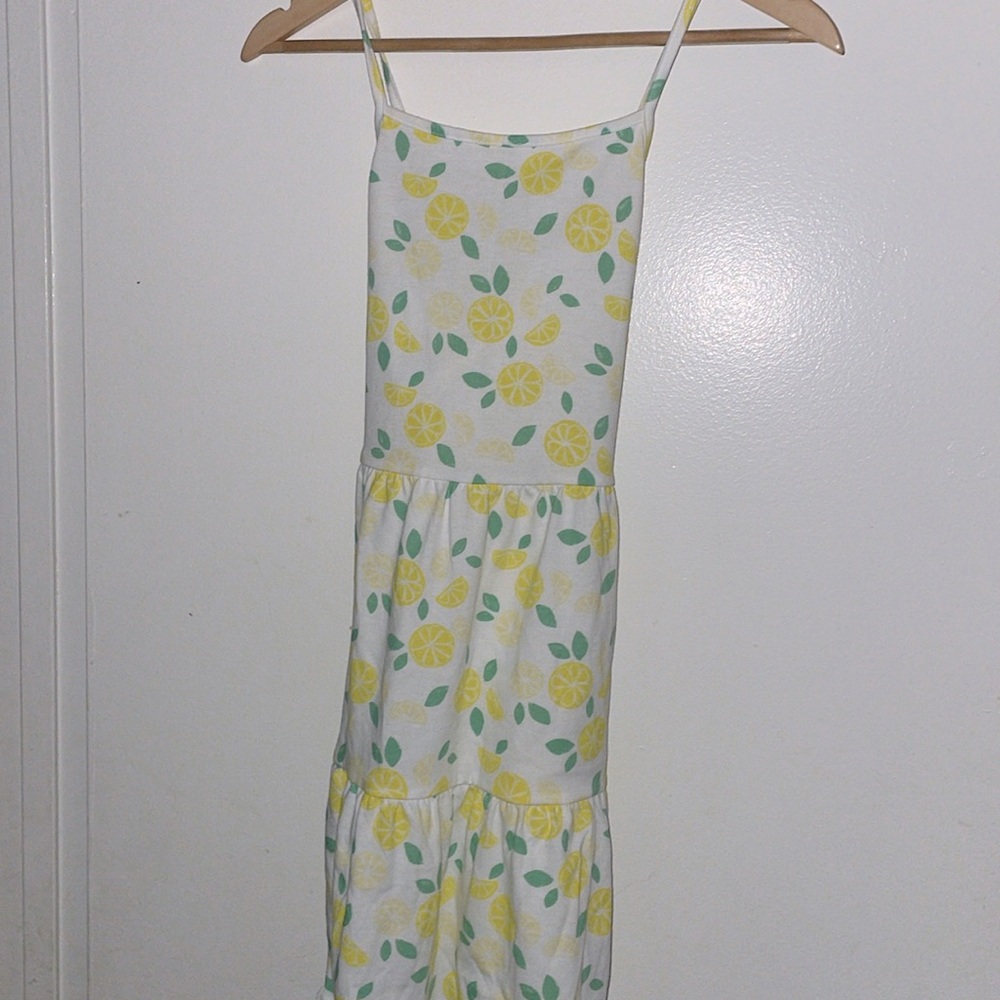 Sweet strap dress, white with lemons, girls XL very good condition